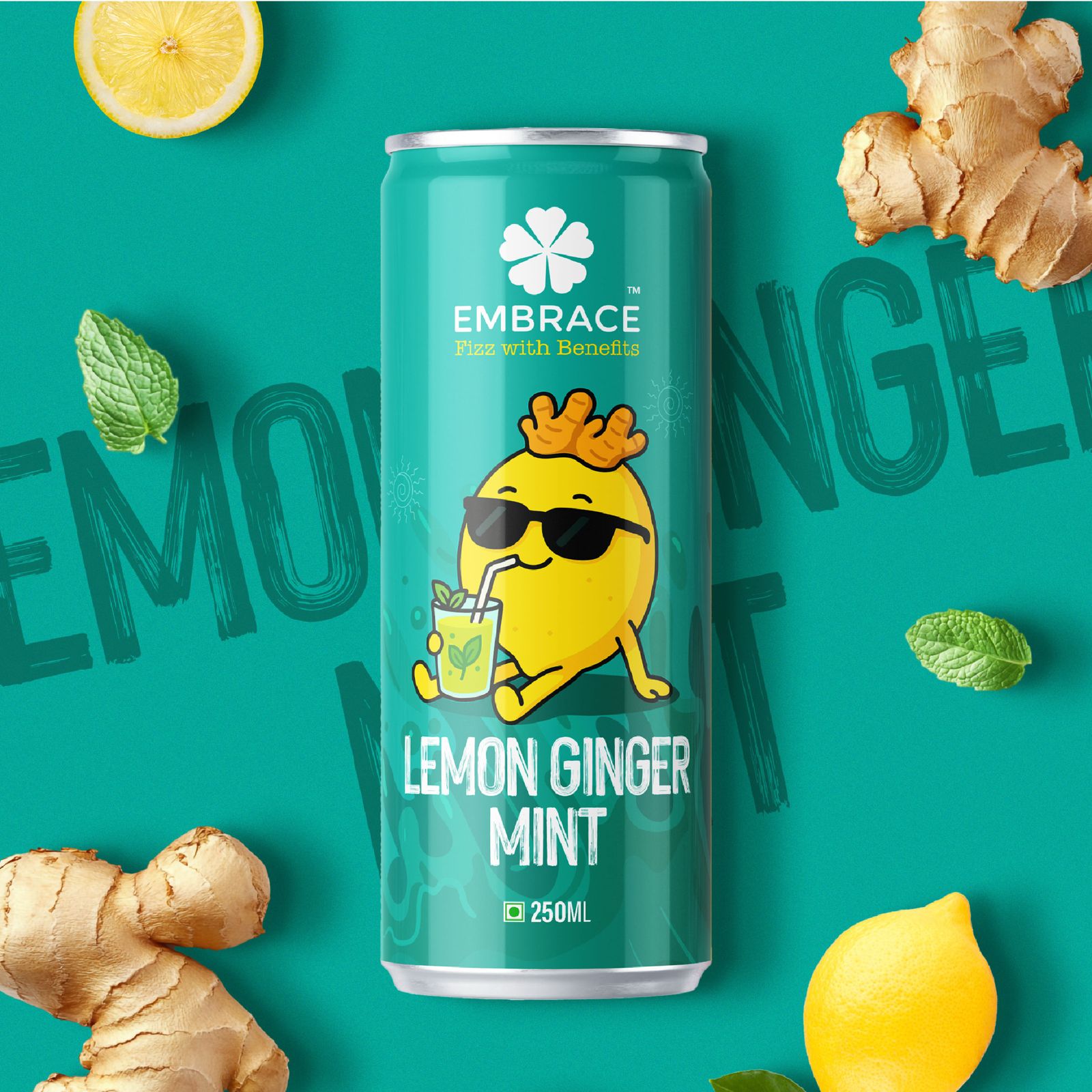 Embrace Nutrition Lemon Ginger Mint probiotic drink – bold, zesty, and energizing flavor for gut wellness